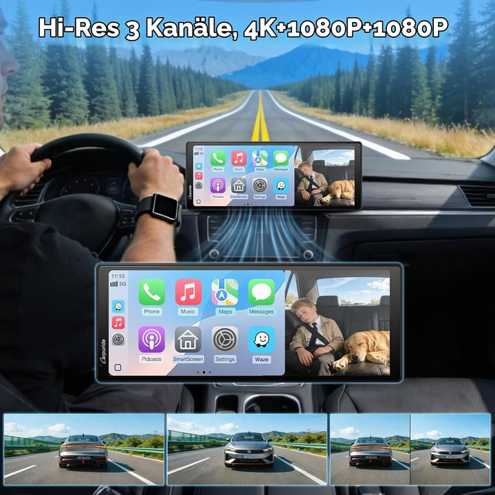 CARPURIDE W903S3 CarPlay Display 9.3" Triple Kamera 4K Android Auto GB TF 9.3 zoll, 9.3 zoll
