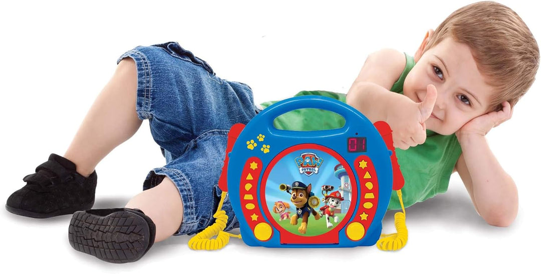 Lexibook, Paw Patrol, Tragbarer CD-Spieler mit Mikrofonen, Musikwiedergabe, Wiederholung und Program
