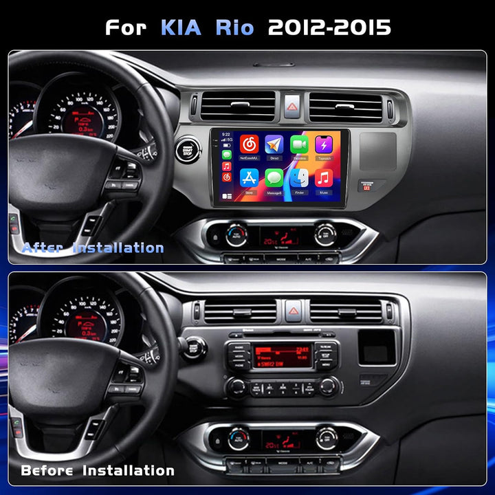 Hikity 4+64G 9" Android Autoradio für KIA Rio 2012-2015 Wireless CarPlay | Incell Touchscreen GPS Na
