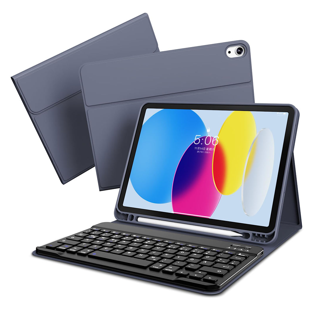 Hülle mit Tastatur für iPad A16 11 Generation 2025/10 Generation 2022 (11/10.9 Zoll), Flexibles TPU