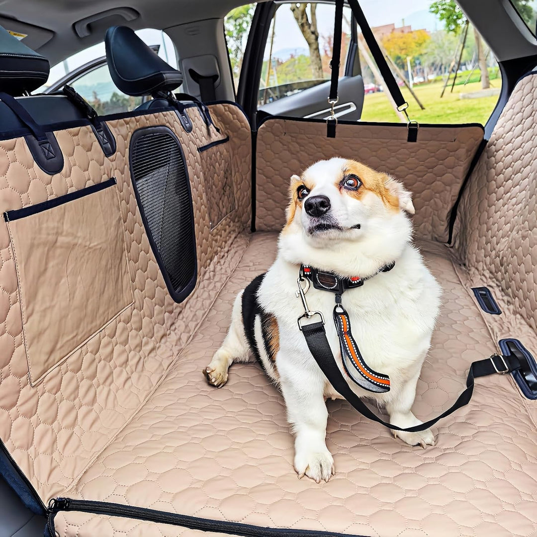 Hundedecke Auto Rückbank (132x62cm), PU-Leder Hundesitz Auto Rücksitzschoner Autodecke Harter Unters