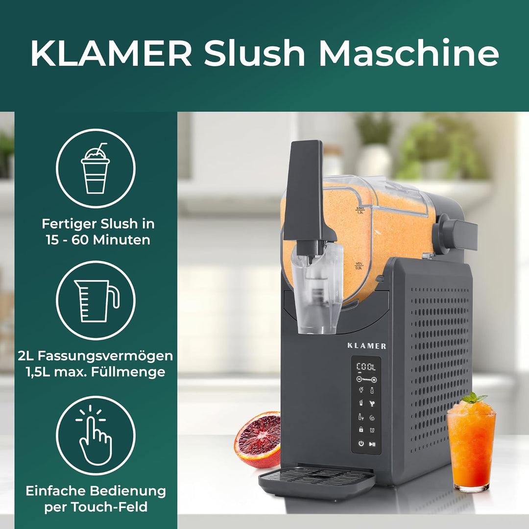 KLAMER Slush Maschine, mit 5 smarten Programmen: Slushie, Cocktail, Milchshake, Frappé, Wein, Automa