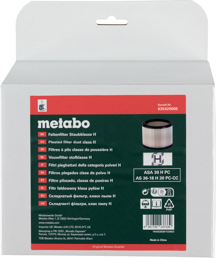 Metabo Faltenfilter Staubklasse H
