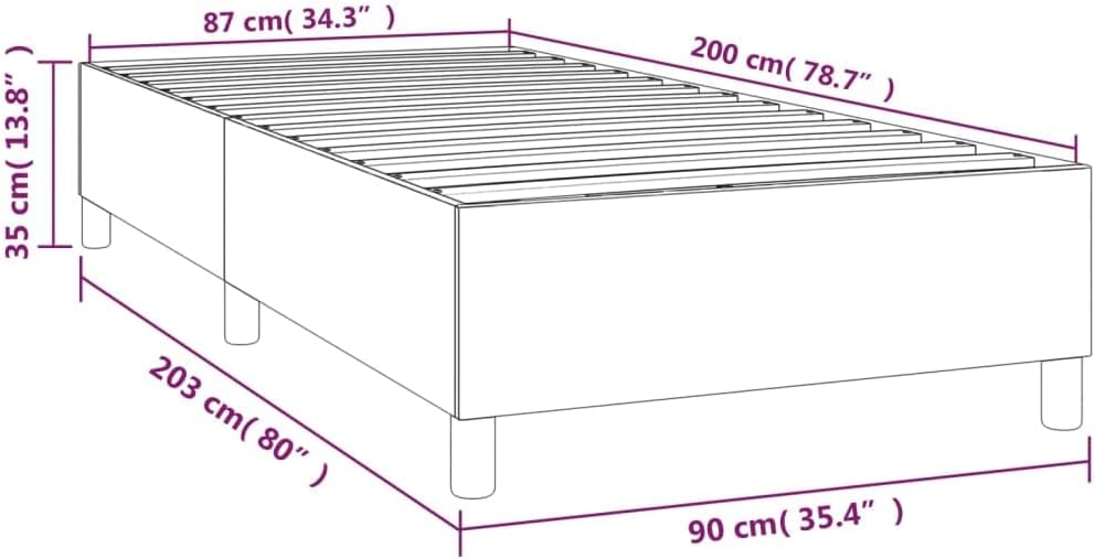 vidaXL Boxspringbett, Bettgestell mit Lattenrost, Bett Polsterbett mit Stützbeinen, Einzelbett Schla