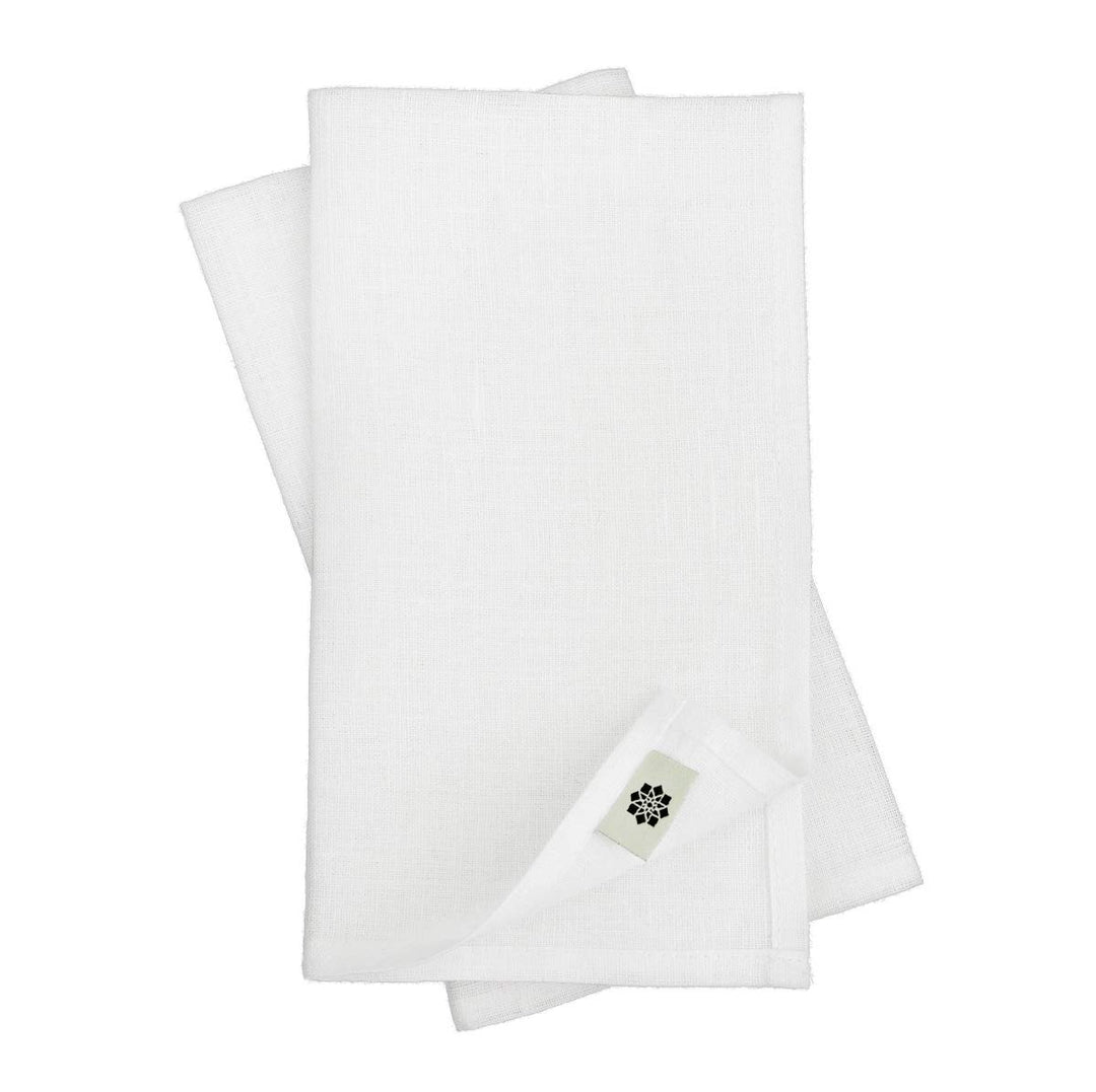 Linen & Cotton Festliche 4 x Stoffservietten Leinenservietten Anabella - 100% Leinen, Weiss Weiss (4