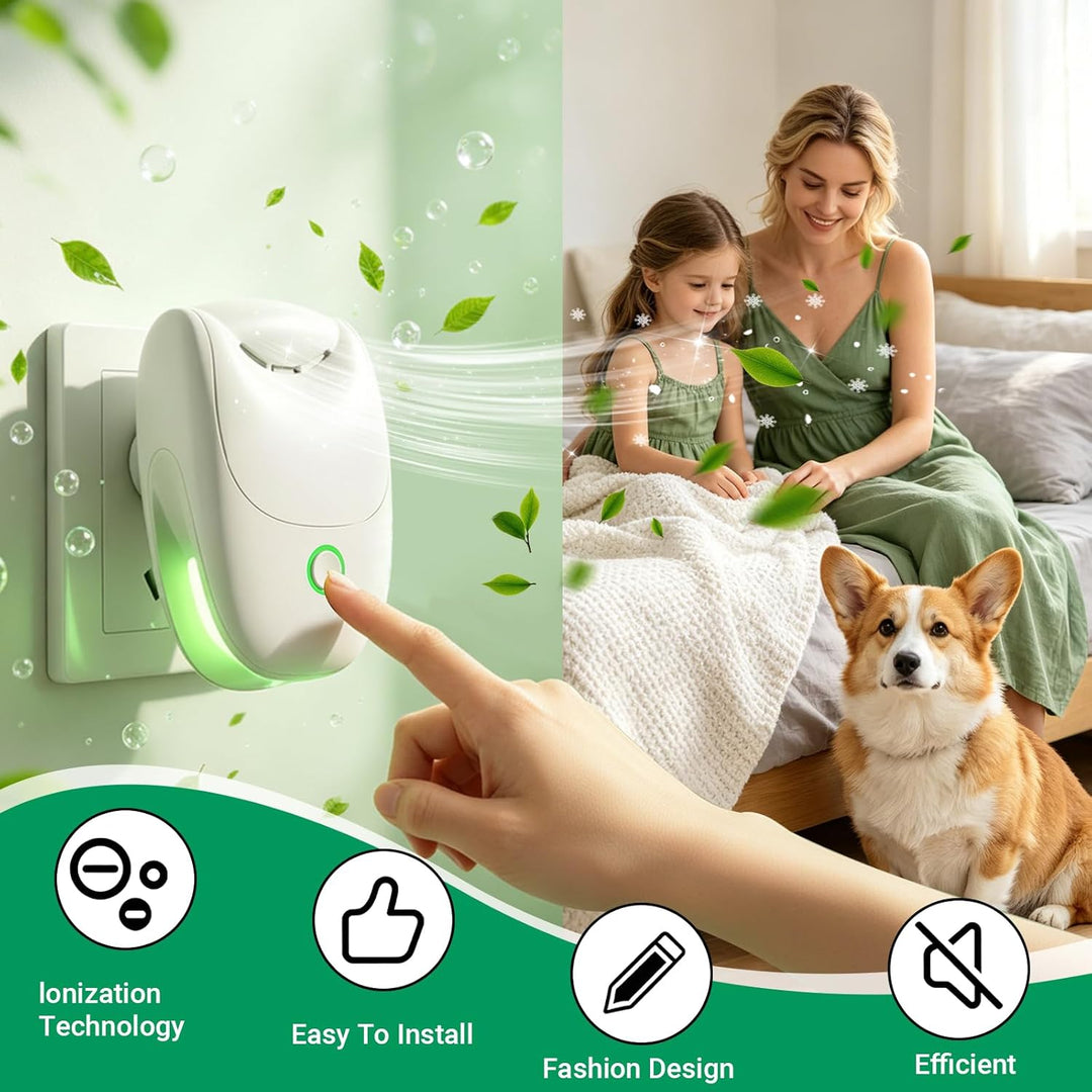 Mini Luftreiniger Steckdose 2 Stück, FainFun Ionisator Luftreiniger mit 2 Modi, Leiser Ionen Luftrei
