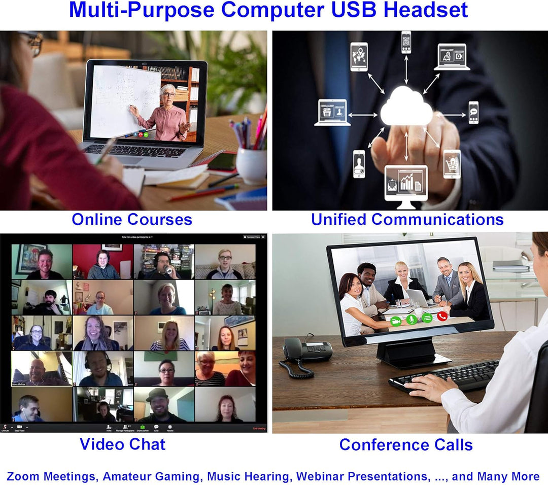 USB Headset mit Mikrofon Geräuschunterdrückung und Lautstärkeregler, Computer PC Kopfhörer mit Sprac