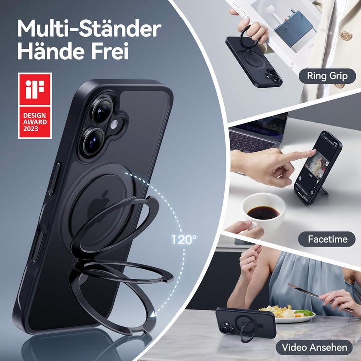 CASEKOO MagicStand Speziell für iPhone 16 Hülle mit MagSafe [Unsichtbarer Ständer] [Militärschutz] [