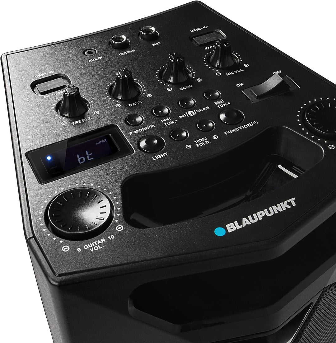 BLAUPUNKT PS 500 Party-Lautsprecher, Musikanlage mit integriertem Akku, 40W RMS, Bluetooth, USB, Aux
