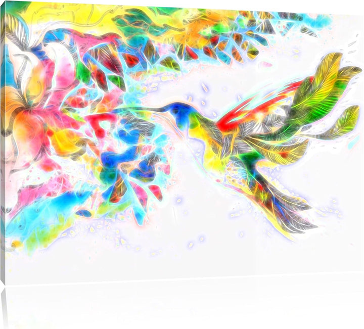 Kolibri Kunst Deluxe Format: 100x70 cm auf Leinwand, XXL riesige Bilder fertig gerahmt mit Keilrahme