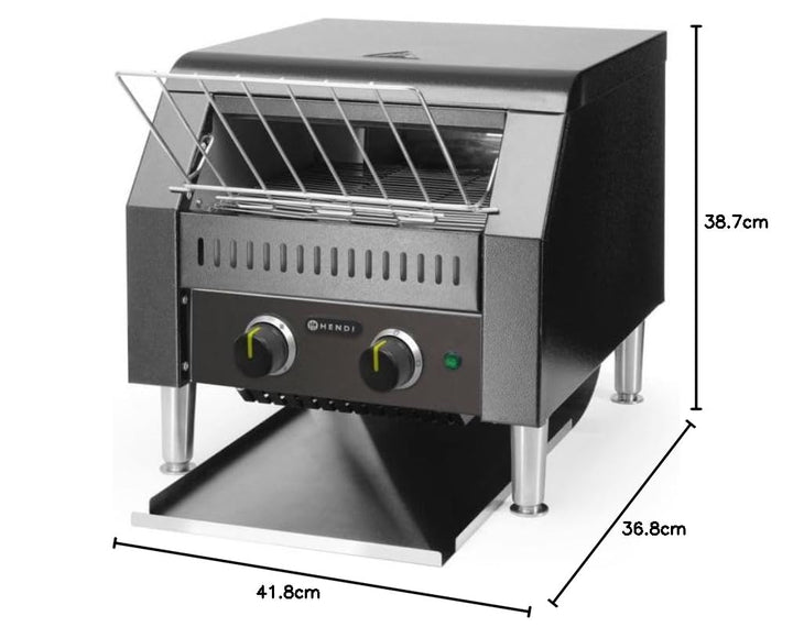 HENDI Durchlauf-Toaster, doppelt, Förderbandtoaster, Kettentoaster, Einstellbar Röstzeit bis zu 3 mi