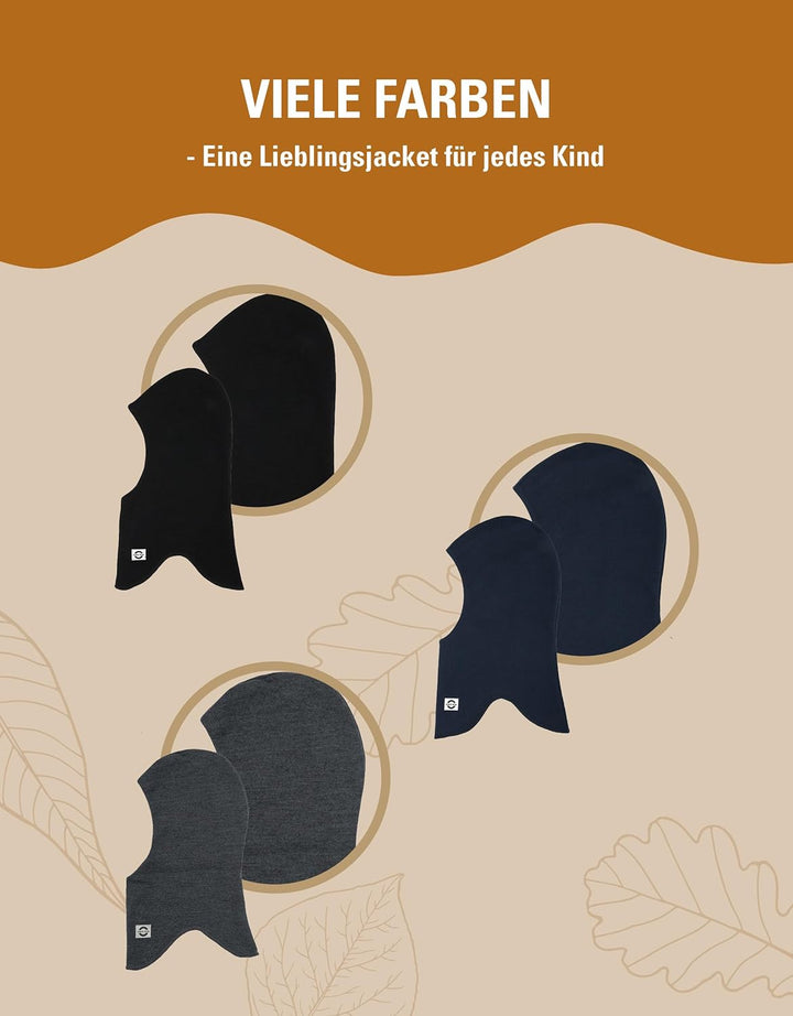 Mikk-line Schalmütze Kinder | Balaclava Kinder Mit 100% Mulesing-Freier Merinowolle | Isolierend Wol