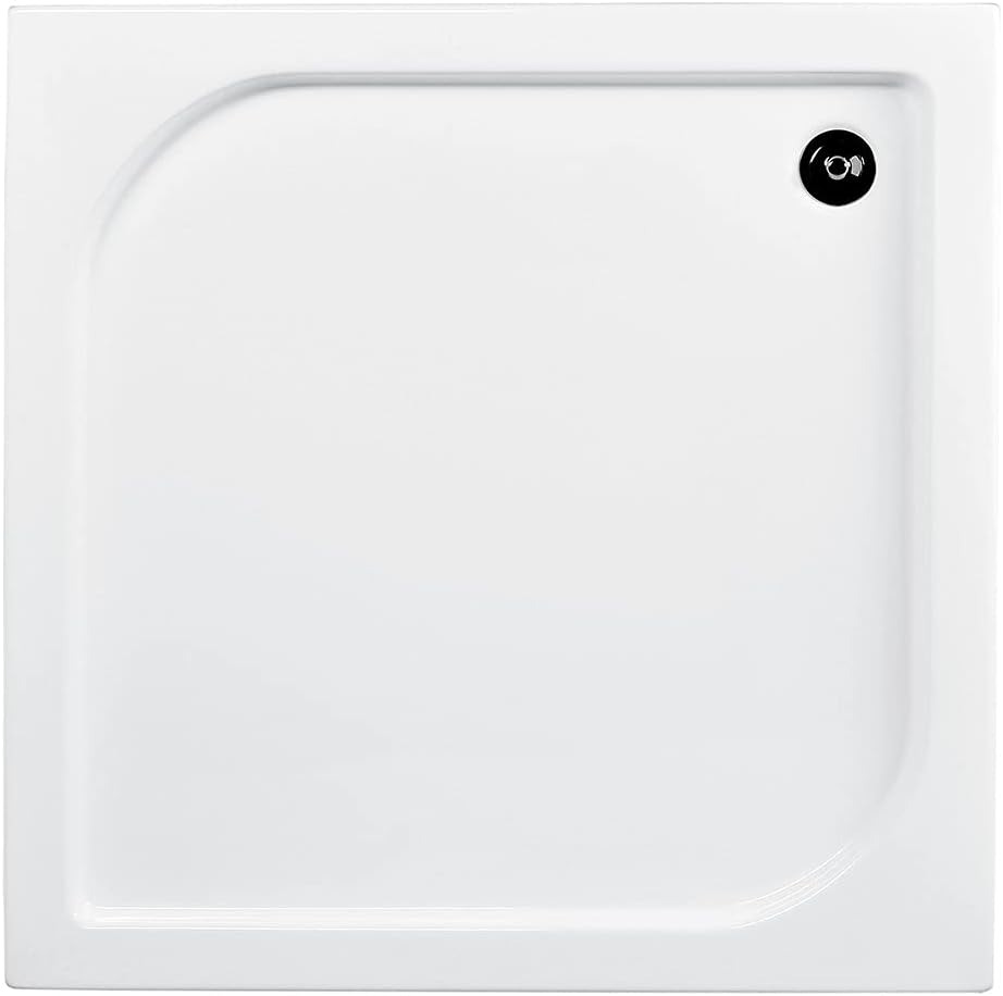 VBChome Acryl-Duschwanne 80x80 cm Siphon Duschtasse rechteckig flach Sanitär-Acryl Duschbecken stabi
