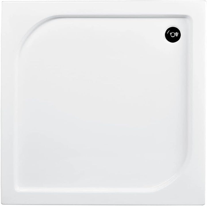 VBChome Acryl-Duschwanne 80x80 cm Siphon Duschtasse rechteckig flach Sanitär-Acryl Duschbecken stabi