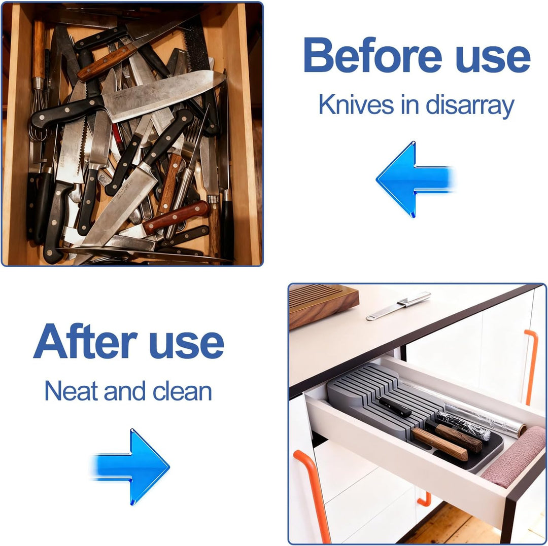 Zweistufiger Messer Organizer Schublade,Bogoro Zweistöckige Messeraufbewahrungsbox,Messerblock Schub