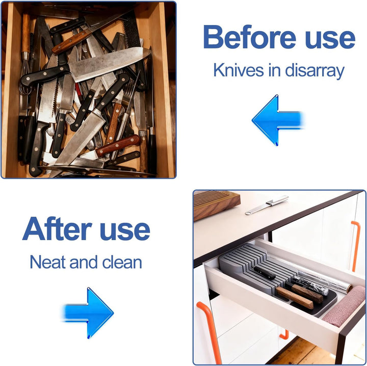 Zweistufiger Messer Organizer Schublade,Bogoro Zweistöckige Messeraufbewahrungsbox,Messerblock Schub