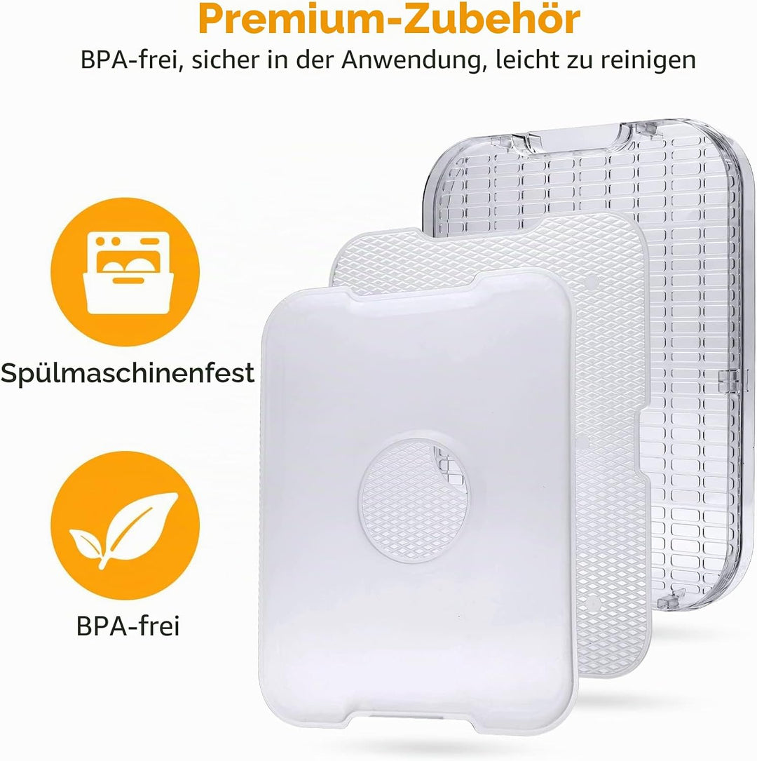 Nictemaw Dörrautomat Edelstahl, Dörrgerät mit 8 Einlegefächer 400W, Trockner für Obst, Fleisch & Krä