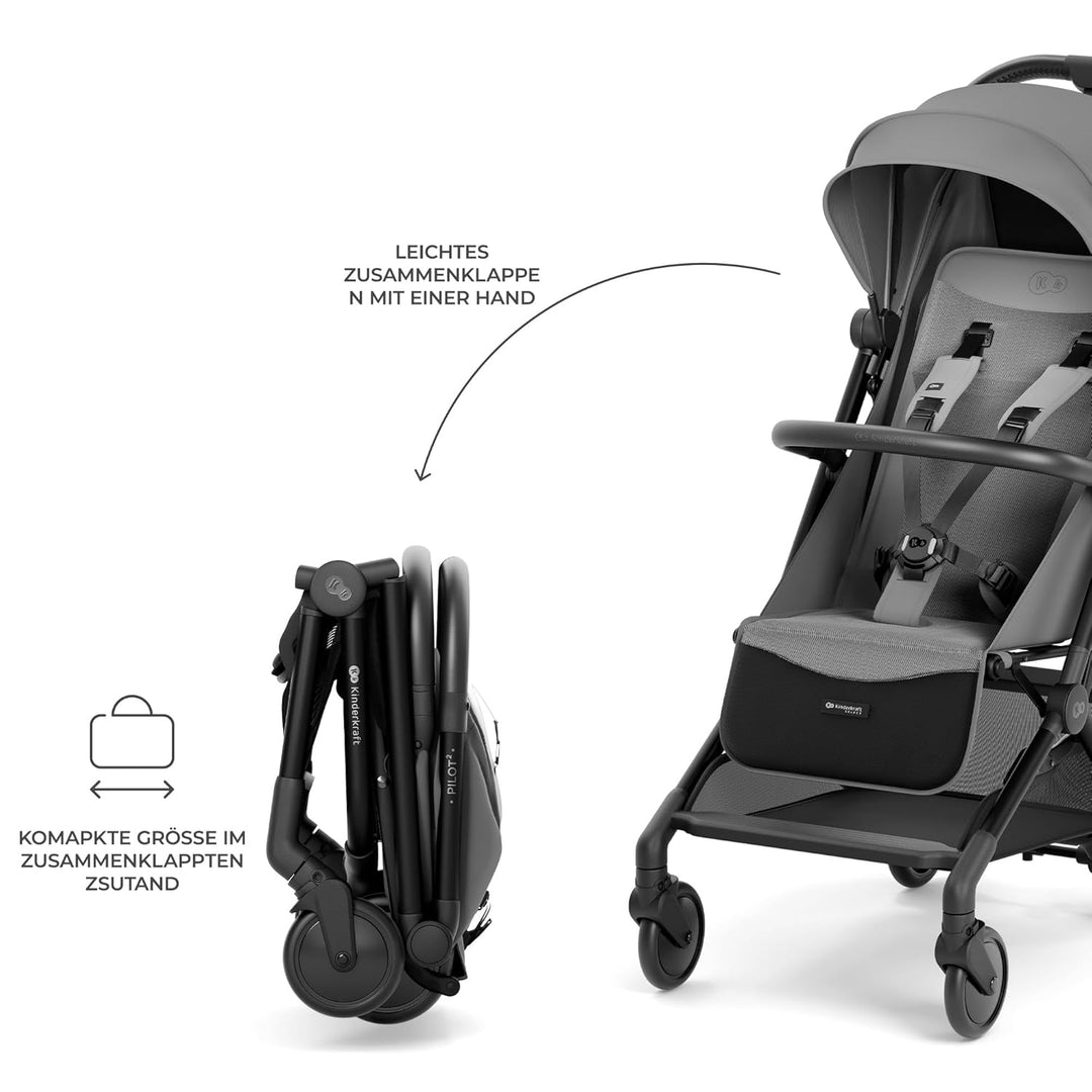 Kinderkraft PILOT 2 Kinderwagen, Liegebuggy, Sportwagen, Innovatives Klappsystem, Kleine Masse nach