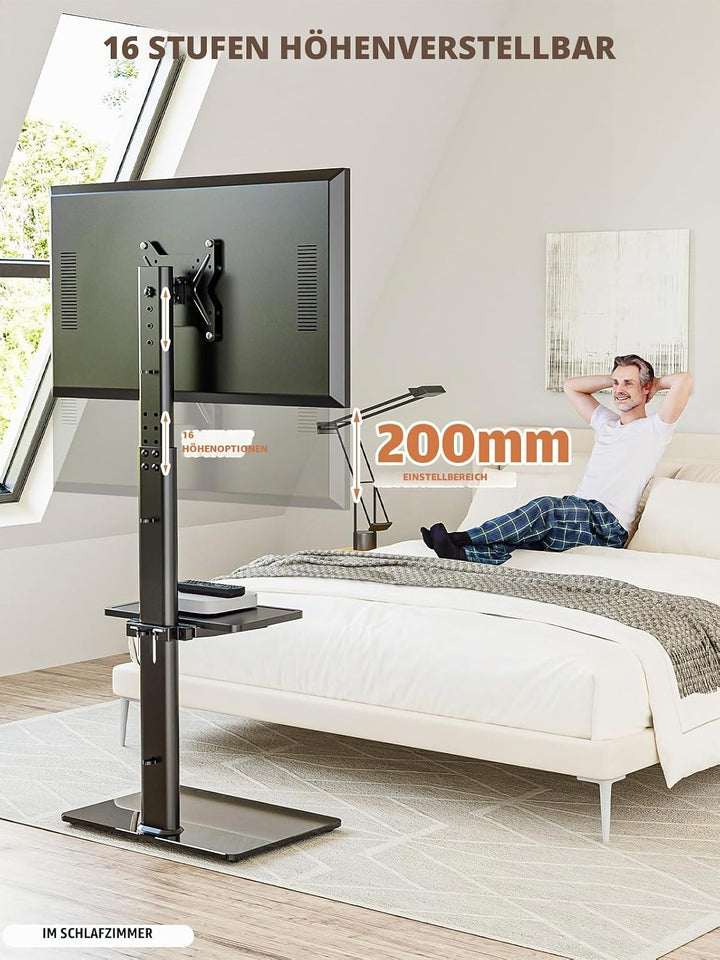 TV Standfuss TV Ständer TV Bodenständer Fernsehstand Fernsehtisch mit Halterung höhenverstellbar für
