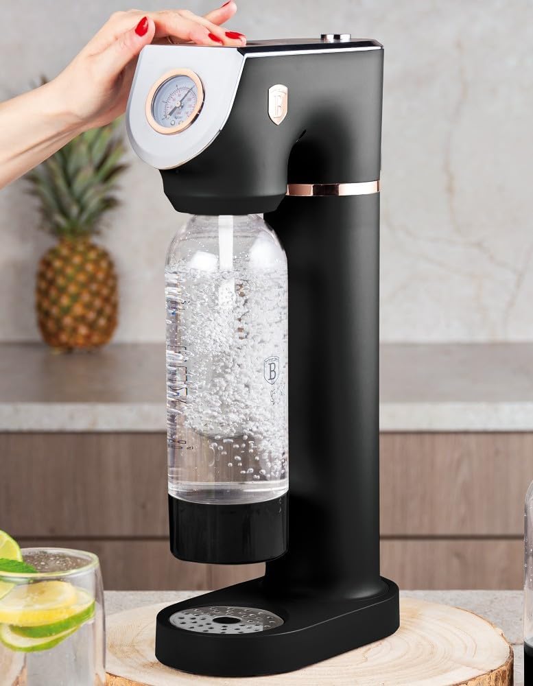 BERLINGER HAUS Sodabar Soda Maker + 2 Bottles Black Rose Collection | Umweltfreundlich und Benutzerf