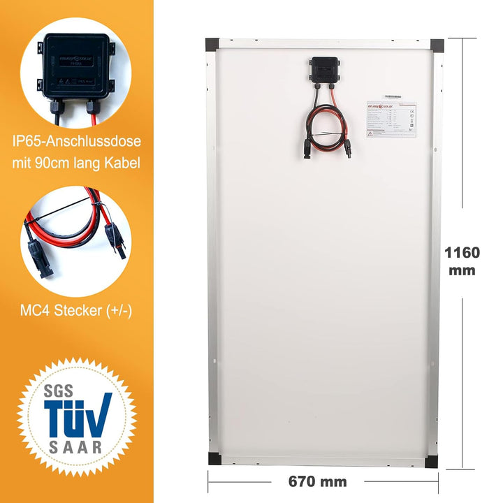enjoy solar Mono 150 W 12V Monokristallines Solarpanel Solarmodul Photovoltaikmodul ideal für Wohnmo