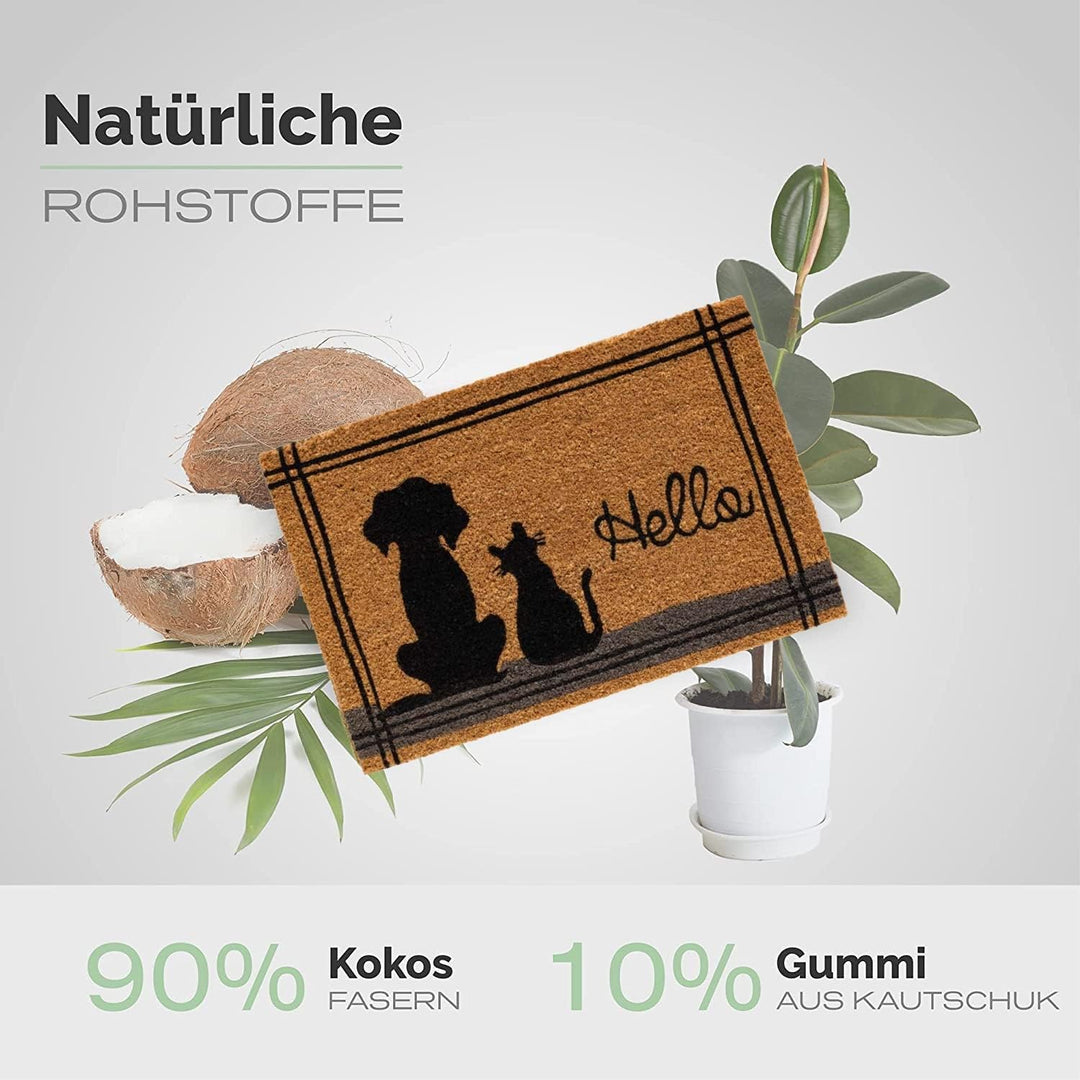 Entrando Fussmatte Kokos mit Motiv – schmutzfangmatte aussen & innen – kokosmatte fussmatte - rutsch