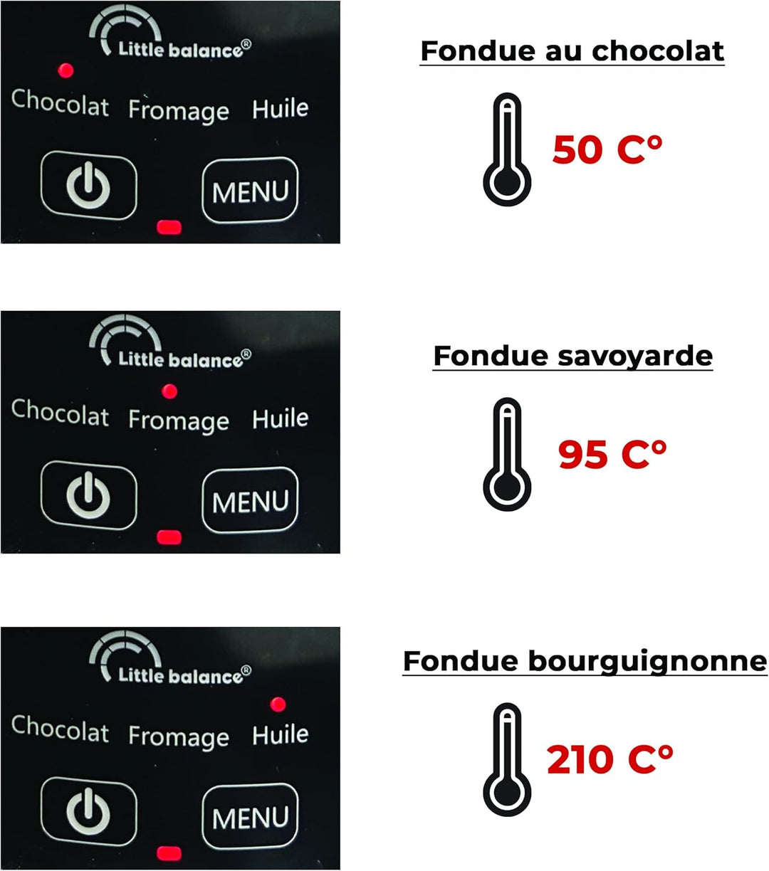LITTLE BALANCE 8965 Digitales Fondue 8, Fondue-Gerät für 8 Personen, 3 Programme, Edelstahl-Topf, in
