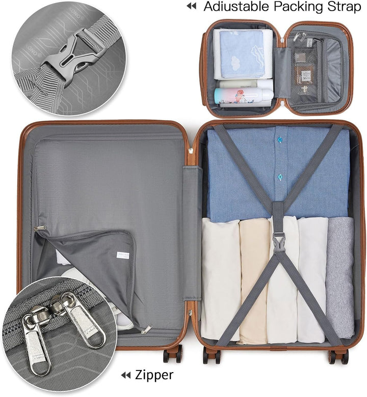Kono Reisegepäck Set Leichter ABS-Hartschalen-Trolley mit 4 Spinnrollen und TSA-Zahlenschloss Grün /