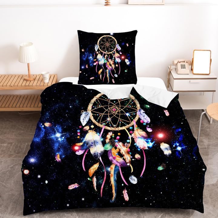 HOMHOMHA Bettbezug, 140 x 200 cm, Traumfänger, 1 Person, Erwachsene, Kinder, Mädchen, mit Kopfkissen