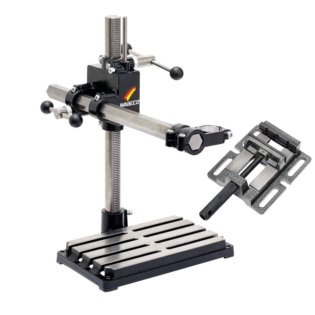 WABECO Bohrständer Fräsständer BF1242 mit Maschinenschraubstock vertikal/horizontal Säule 500 Ausleg