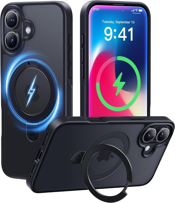 CASEKOO MagicStand Speziell für iPhone 16 Hülle mit MagSafe [Unsichtbarer Ständer] [Militärschutz] [