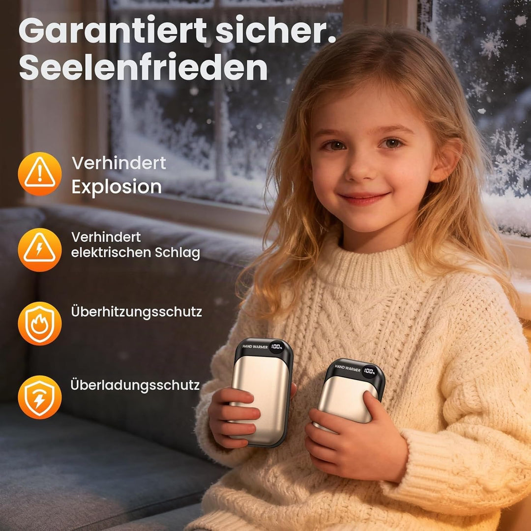 Handwärmer, 2-in-1 Magnetische Handwärmer Elektrisch, 6000mAh Tragbarer Taschenwärmer mit LED-Anzeig