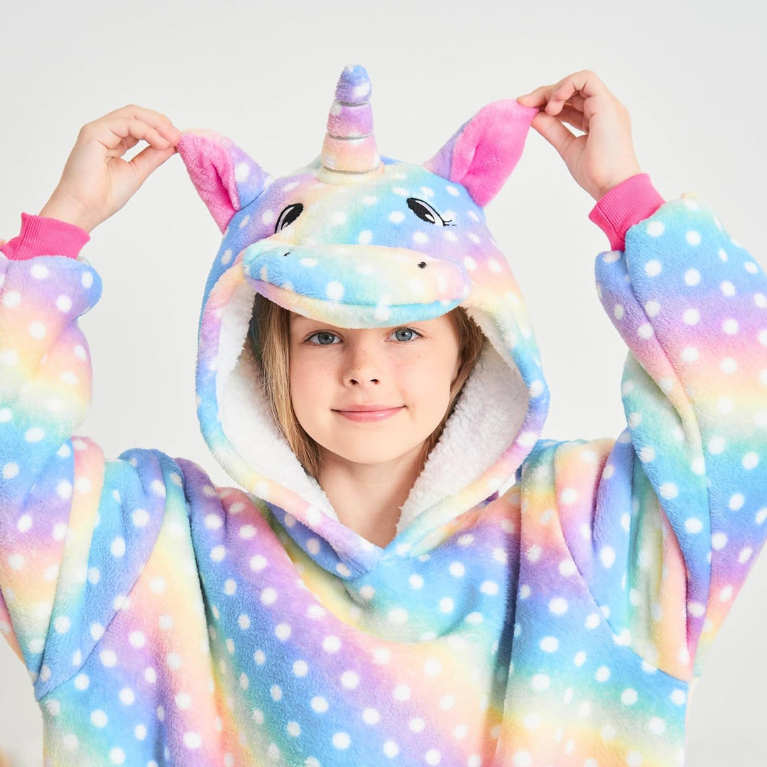 Einhorn Kapuzenpullover für Mädchen, Einhorn Kapuzensweatshirt, Übergrosse Hoodie Decke für Kinder R
