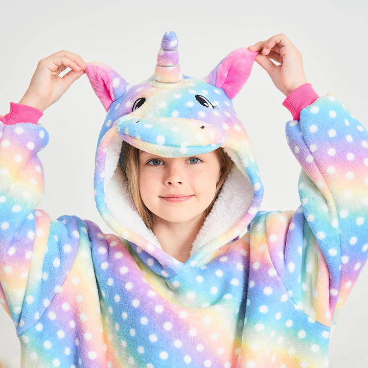 Einhorn Kapuzenpullover für Mädchen, Einhorn Kapuzensweatshirt, Übergrosse Hoodie Decke für Kinder R