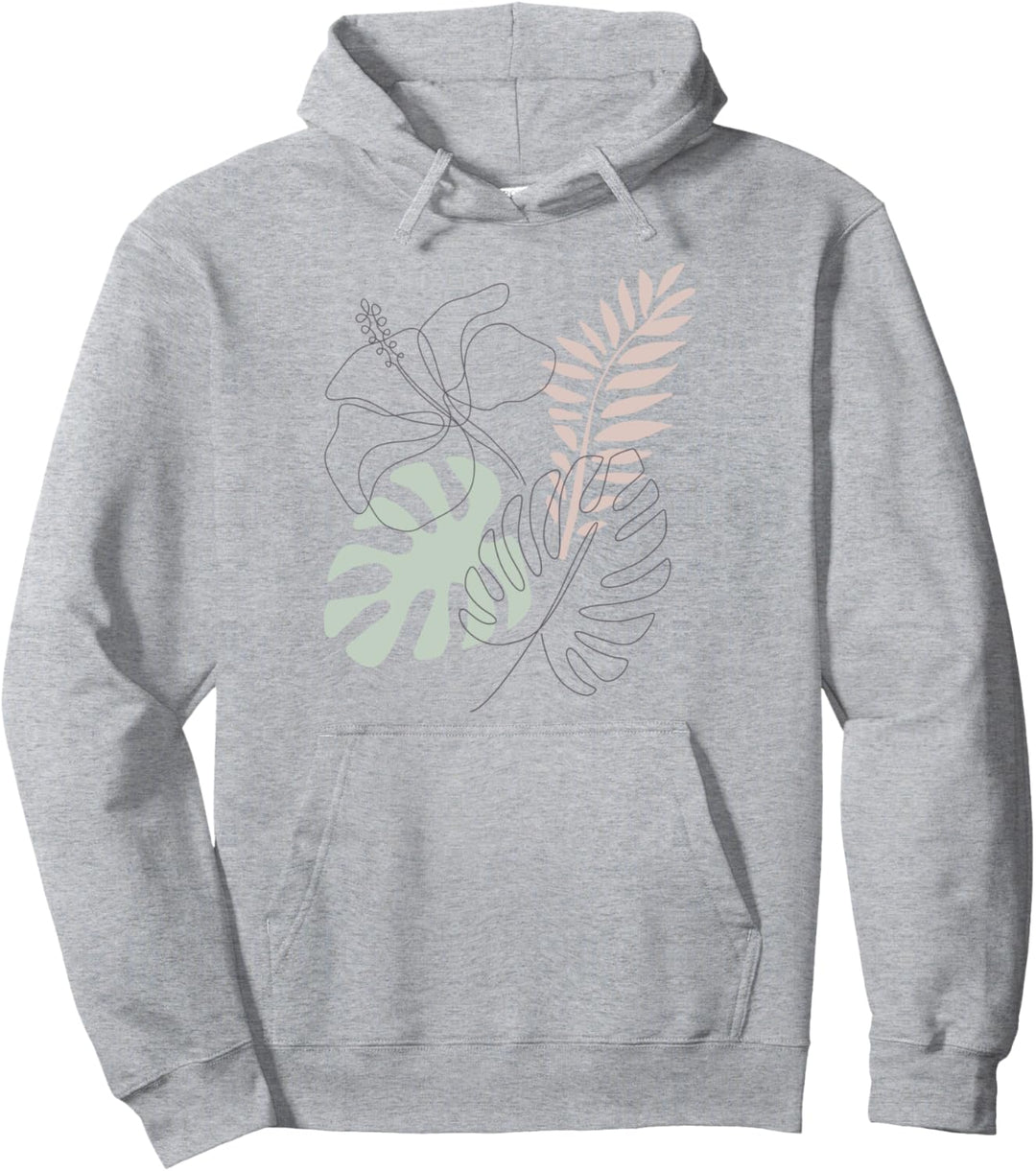 Trendy Tropical Outline Pullover Hoodie