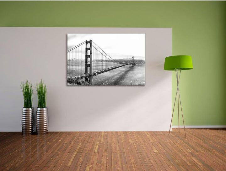 Pixxprint Golden Gate Bridge als Leinwandbild/Grösse: 100x70 cm/Wandbild/Kunstdruck/fertig bespannt,