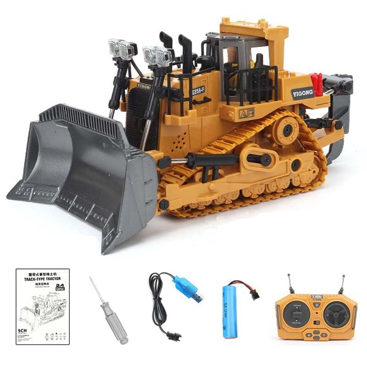 Ezweiji RC Bulldozer, 9 Kanal Ferngesteuertes Bulldozer Baufahrzeug Spielzeug 1:20 Voll funktionsfäh