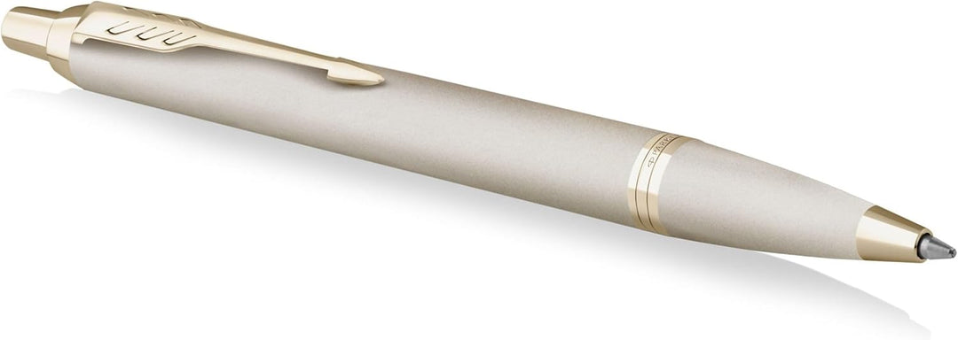 PARKER IM Einfarbiger Kugelschreiber | Champagner-Finish und Zierleisten | mittlere Spitze | blaue T