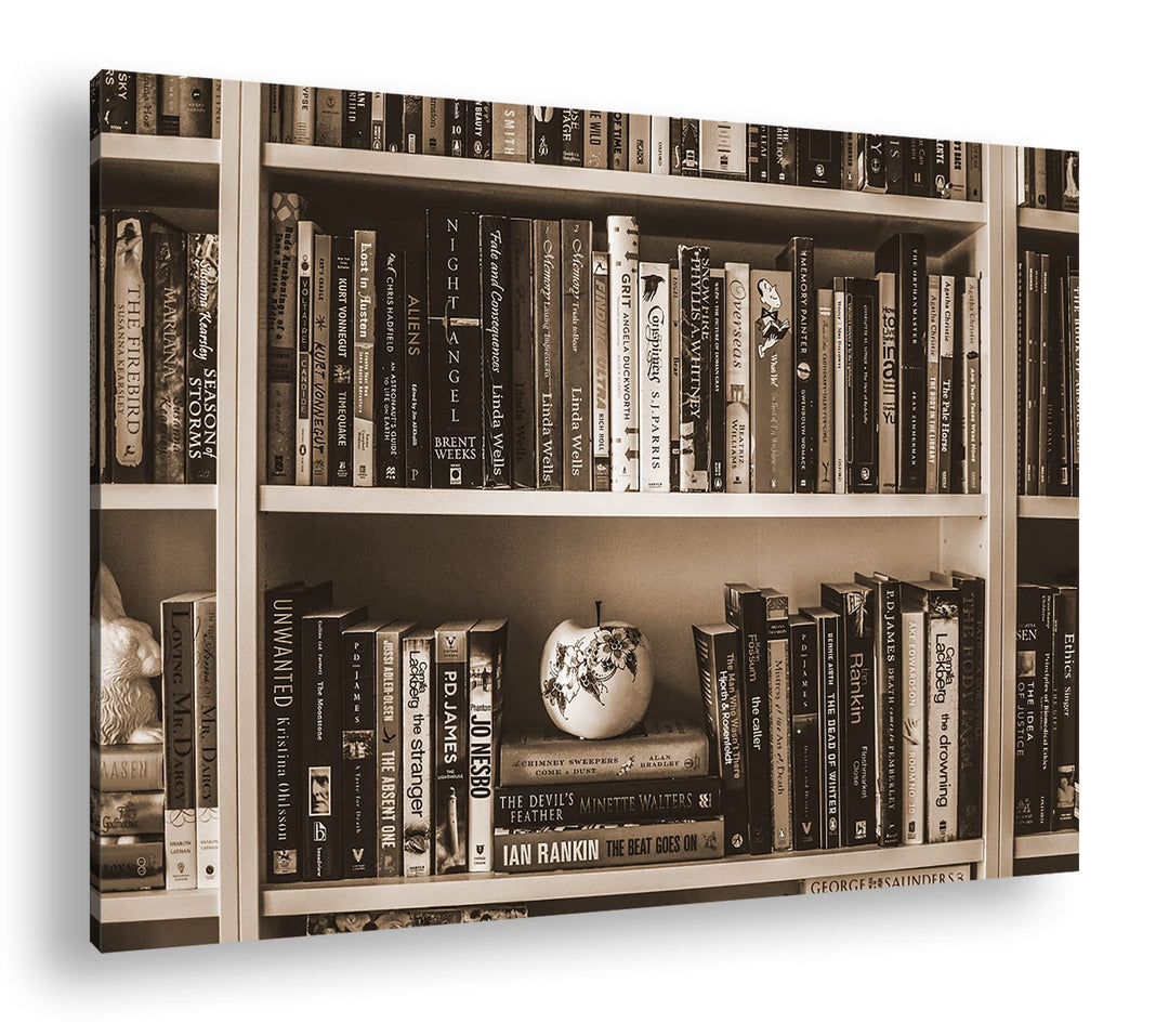 deyoli Rand volles Bücherregal Format: 80x60 cm Effekt: Sepia als Leinwandbild, Motiv fertig gerahmt