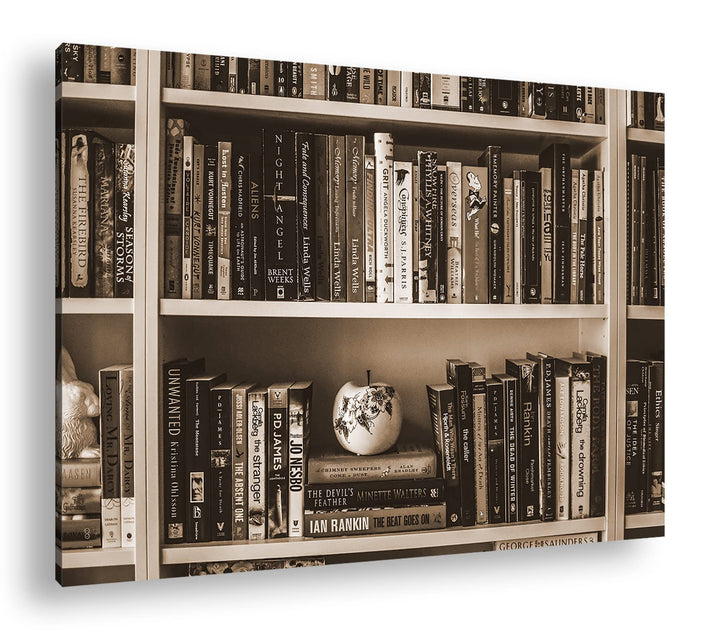 deyoli Rand volles Bücherregal Format: 80x60 cm Effekt: Sepia als Leinwandbild, Motiv fertig gerahmt