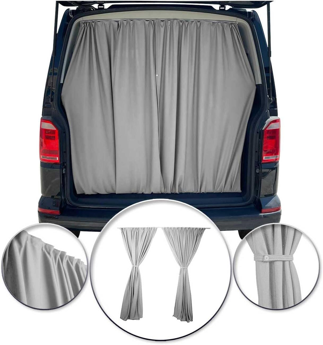 OMAC Heckklappe Gardinen Sonnenschutz Vorhänge kompatibel mit VW Multivan T7 L1 L2 Grau 2tlg 130x180
