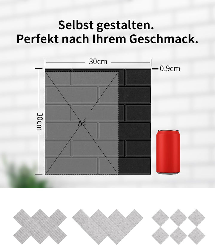 Akustikplatten selbstklebend 24 Stück, 30x30x0.9cm Akustikpaneele Wandpaneele, Akustische Behandlung