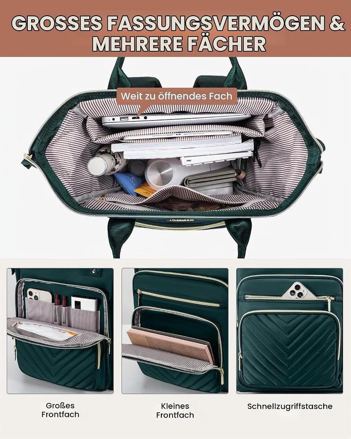 LOVEVOOK Rucksack Damen, 17,3 Zoll Laptop Schulrucksack Teenager Mädchen Wasserdicht, Elegant Reiser