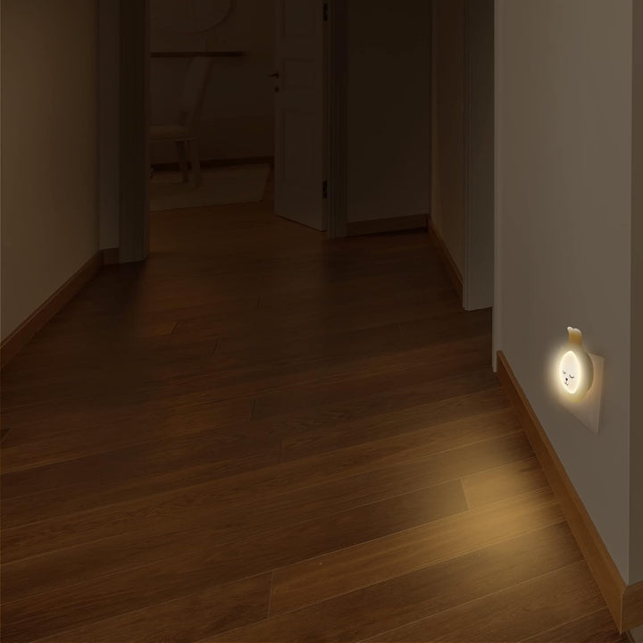 Nachtlicht Steckdose Kinder Motiv Hase, 3 Stück Dämmerungssensor Steckdosenlicht, Stilllicht Baby, W