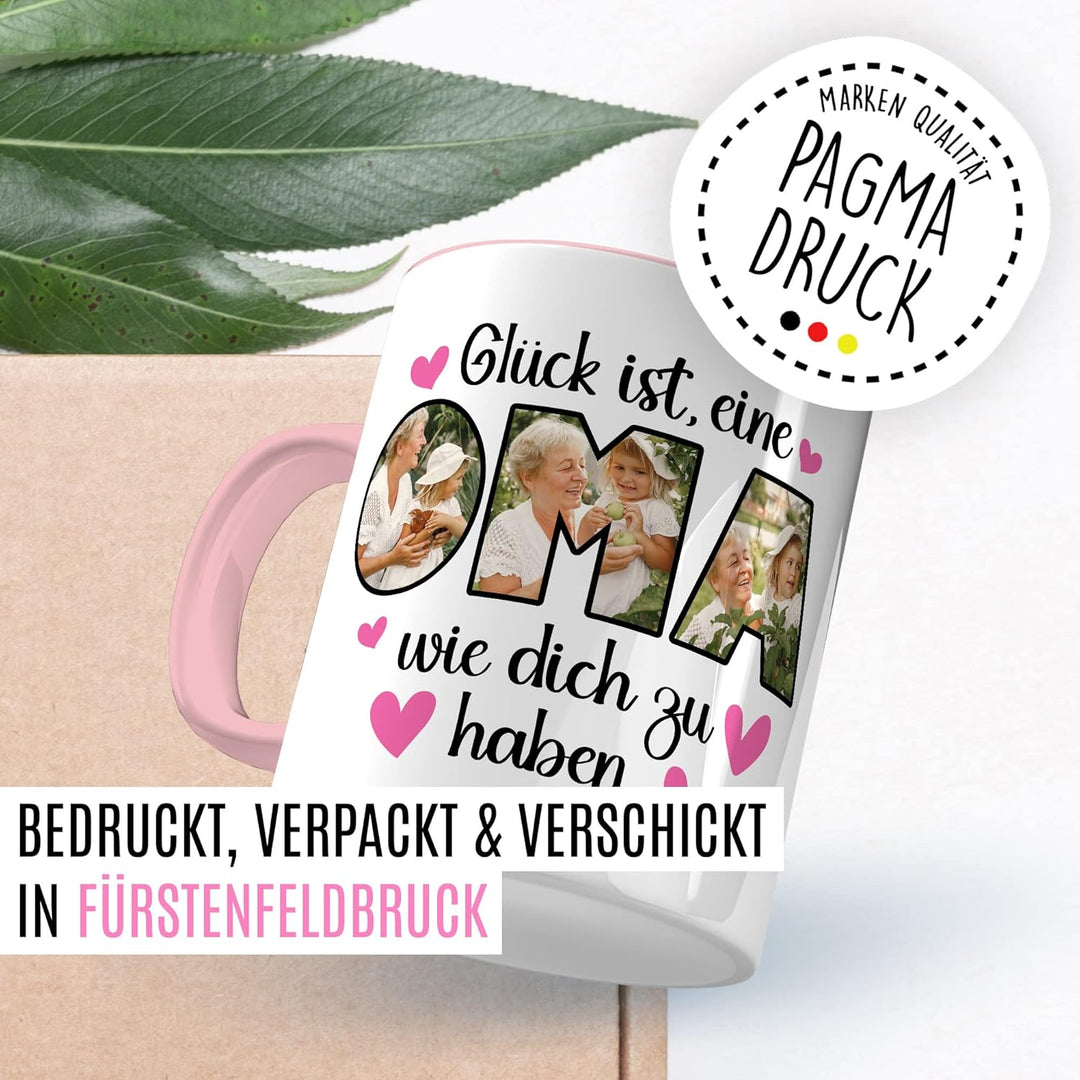 Oma Tasse personalisiert mit Bild, Glück ist eine Oma wie dich zu haben, Geschenk personalisierbar G