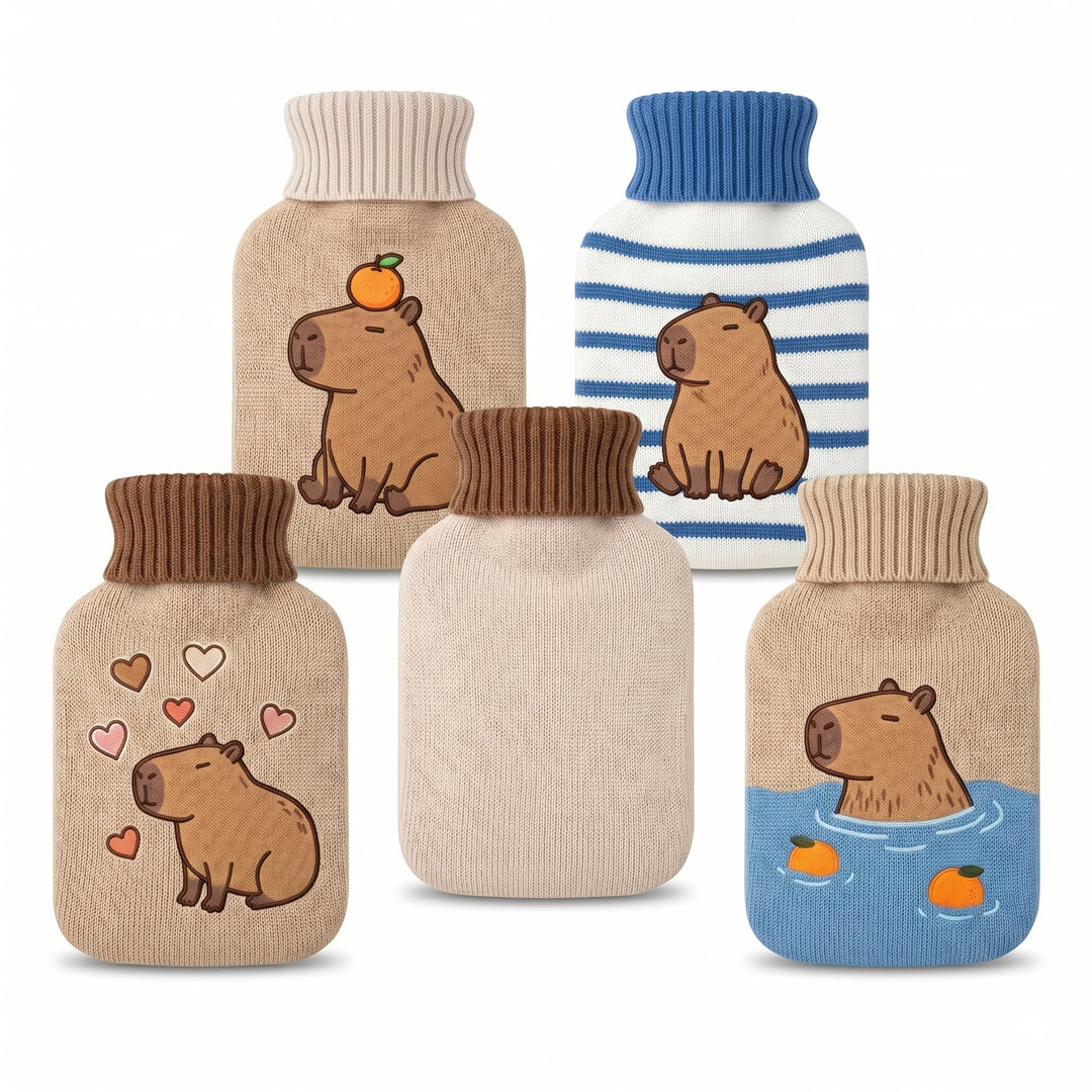 Palleon Capybara Taschenwärmer 4er Set - Knick Handwärmer | Wiederverwendbare Handwärmer mit Strickü