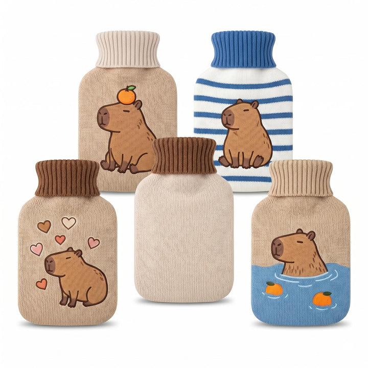 Palleon Capybara Taschenwärmer 4er Set - Knick Handwärmer | Wiederverwendbare Handwärmer mit Strickü