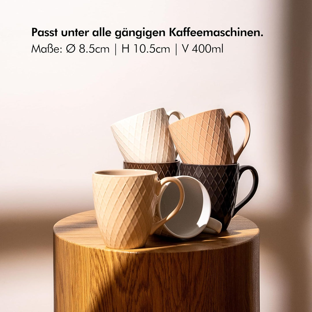 KIVY Tassen Set 6er x 400ml - Grosse Kaffeetassen Set 6er - Kaffeetasse gross - Teetassen - Kaffee T
