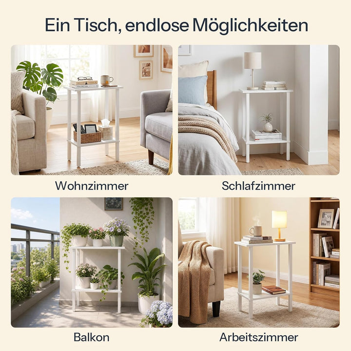 HOOBRO 2-stöckiger Beistelltisch, Couchtisch, schmaler Sofatisch, Nachttisch, für Snacks, kleine Räu
