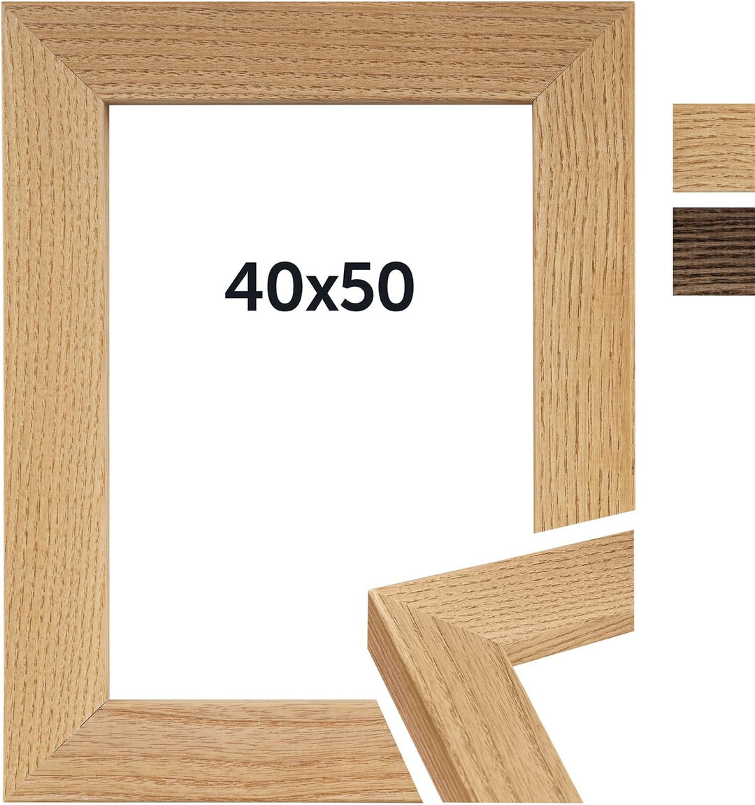 DÖRR Bilderrahmen Oakwood Slim 40x50 hellbraun, Eiche-Massivholz, Echtglas, mit Passepartout, Hoch-